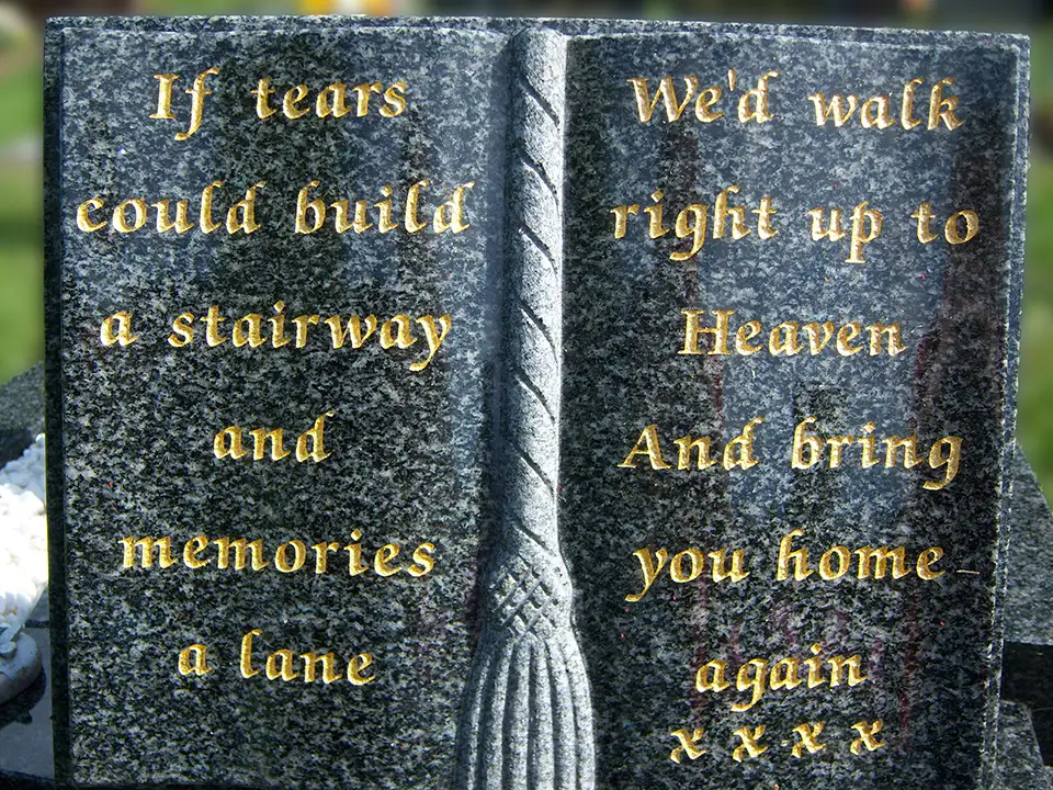 Granite memorial with inlaid lettering