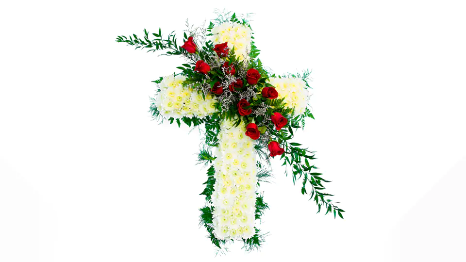 Cross shaped funeral flowers