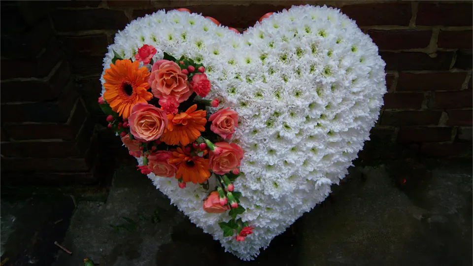 Heart shaped funeral flowers